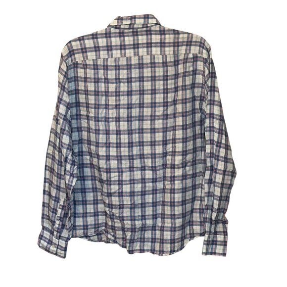 Men's Faherty‎ Linen Long Sleeve Button Front Dress Shirt XL Plaid Casual - Picture 3 of 7